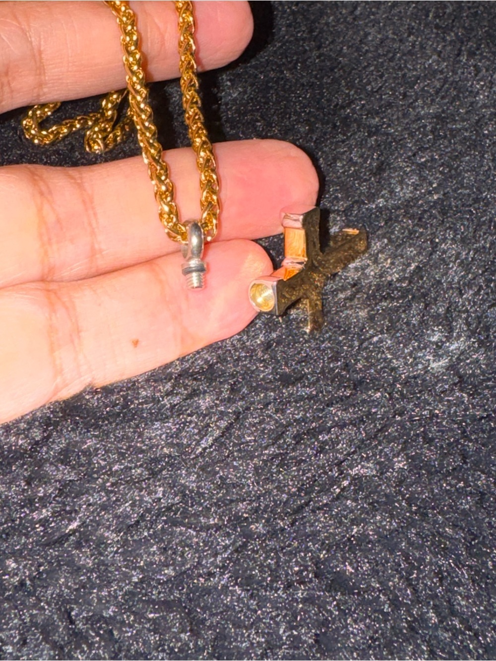 14k yellow Gold Vermeil Cross Urn Necklace, Keepsake Ash Holder Jewelry, Cross - Picture 3 of 5